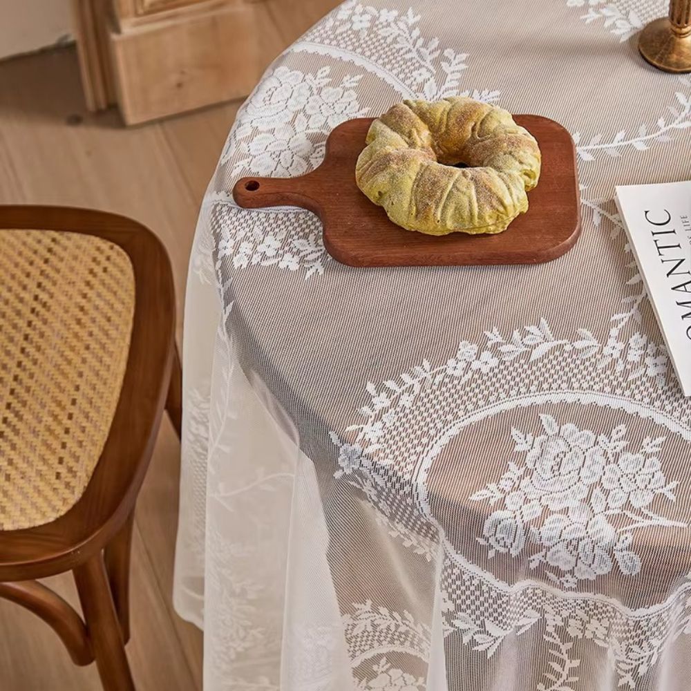 Elegant Floral Lace Round Table Cover
