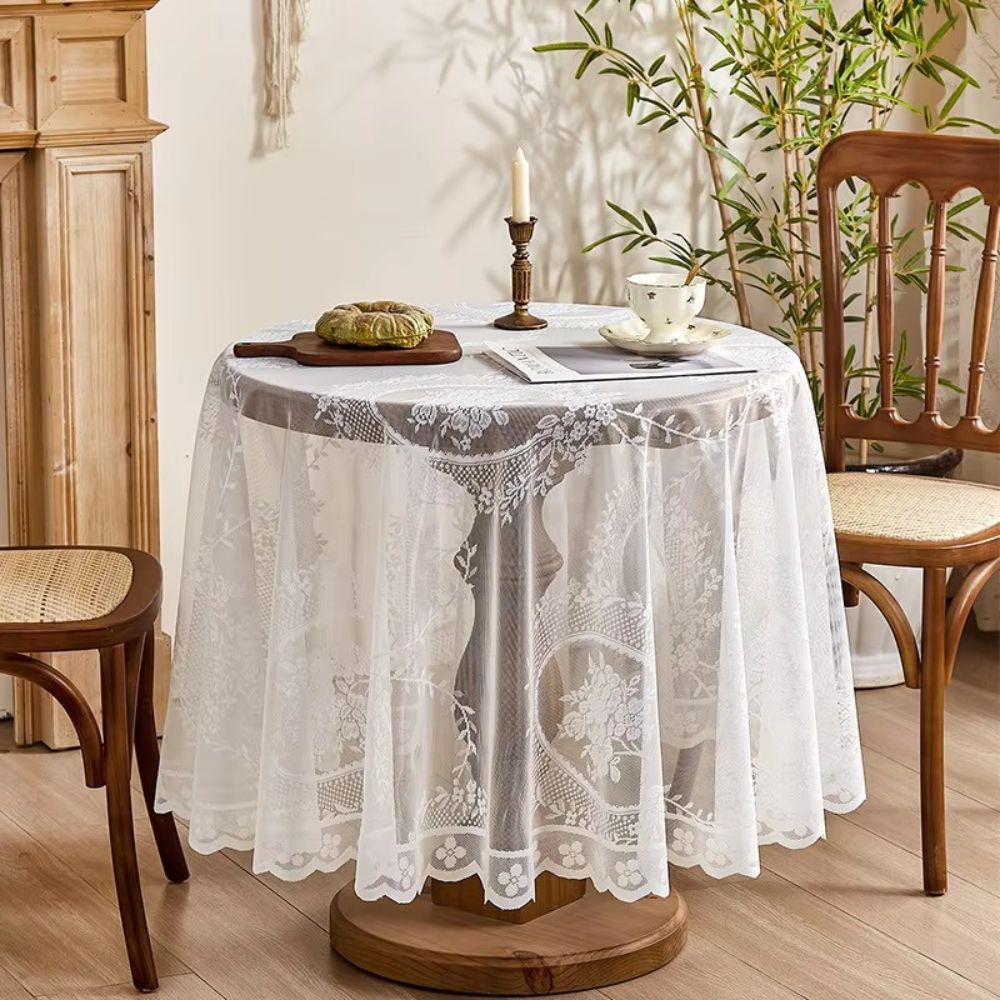 Elegant Floral Lace Round Table Cover