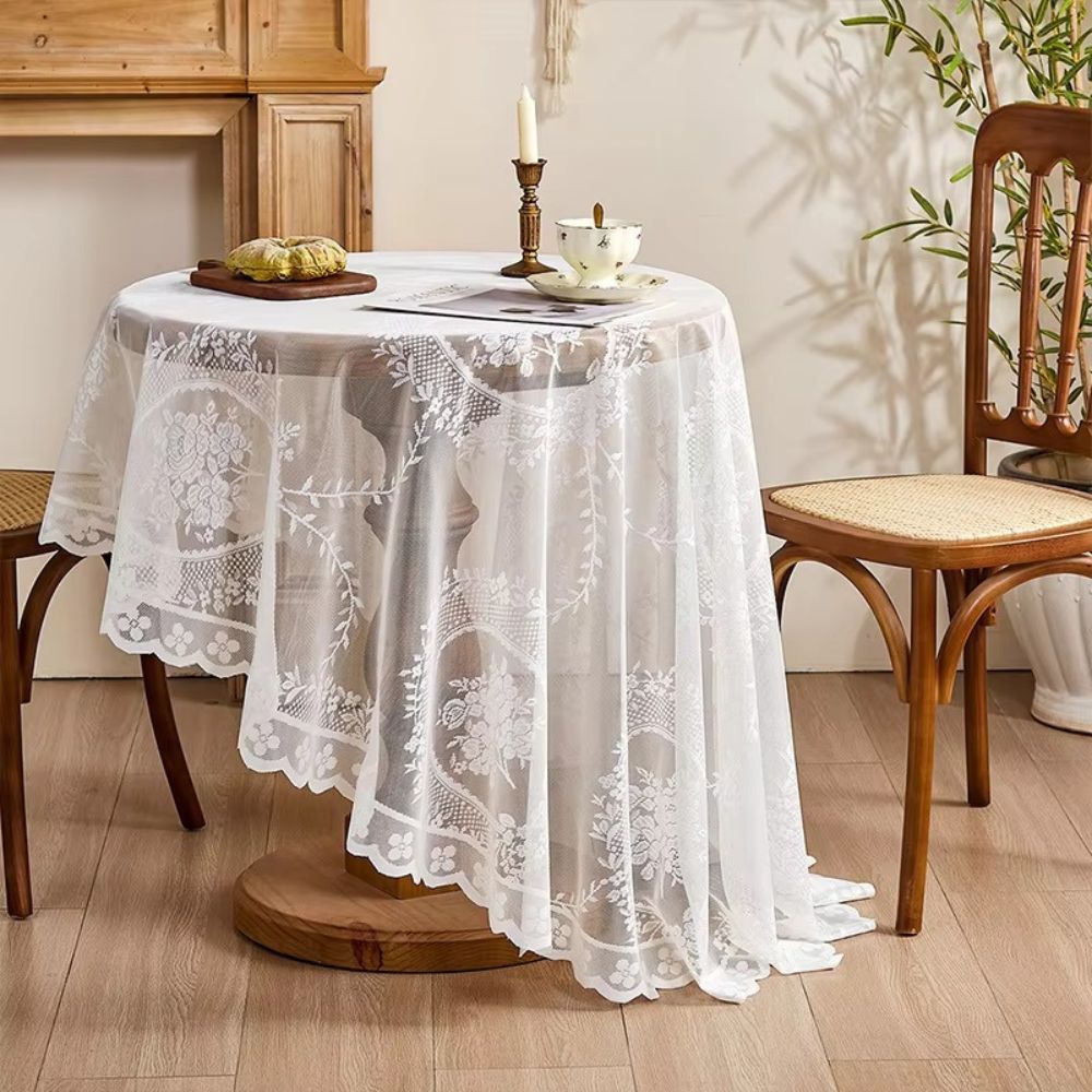 Elegant Floral Lace Round Table Cover