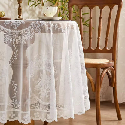 Elegant Floral Lace Round Table Cover