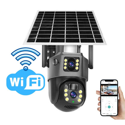 Eco-Friendly Solar-Powered Security Camera with Dual Lenses