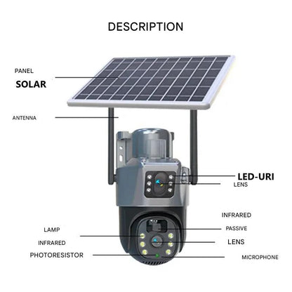 Eco-Friendly Solar-Powered Security Camera with Dual Lenses