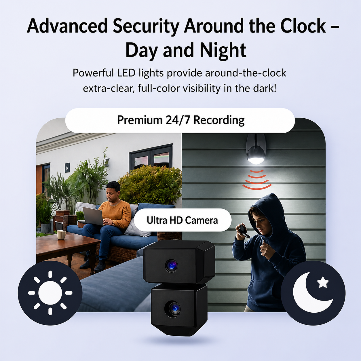 Wireless Security Camera | Solar-Powered & Rechargeable | Color Night Vision