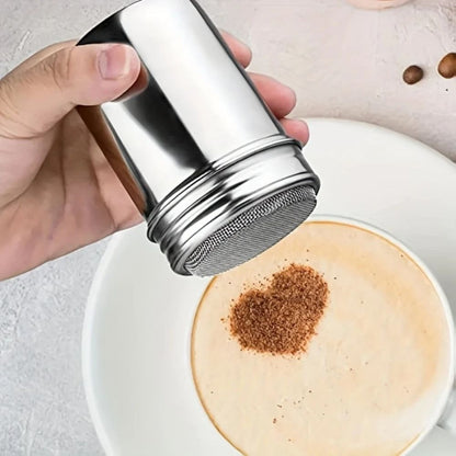 Stainless Steel Powder Shaker for Cocoa and Spices – Silver Whirl Design