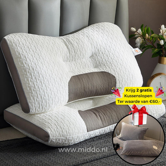 Ergonomic Neck Support Pillow for Back and Side Sleepers with Free Velvet Covers