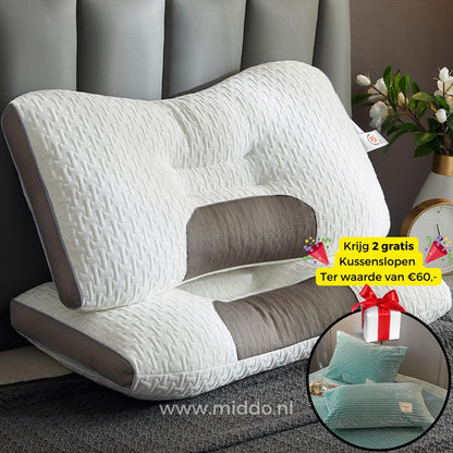 Ergonomic Neck Support Pillow for Back and Side Sleepers with Free Velvet Covers
