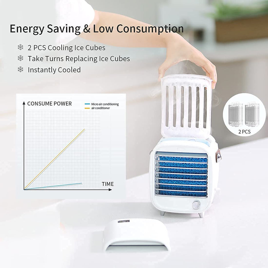 Mini Air Cooler - 3-in-1 Cooling, Humidifying & Purifying for Home and Travel