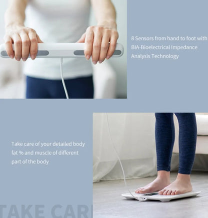 Smart Body Composition Scale with 8 Electrodes, Hand Sensors, and TFT Display – Tracks 18 Metrics, Supports 24 Users, Baby Mode, 400 lb Capacity, Fitdays App