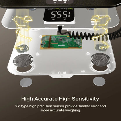 Smart Body Composition Scale with 8 Electrodes, Color Display & App Sync – 400 lb Capacity, Retractable Handle, Dual-Frequency BIA