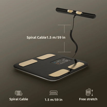 Smart Body Composition Scale with 8 Electrodes, Color Display & App Sync – 400 lb Capacity, Retractable Handle, Dual-Frequency BIA