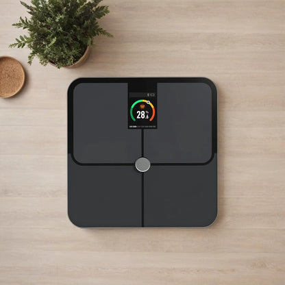 Body Composition Scale with TFT Display | 16 Measurements, Heart Rate, Bluetooth Sync, Tempered Glass, 400 lb Limit