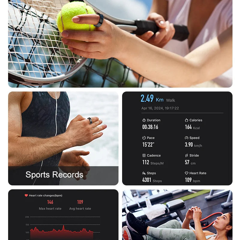 Health Monitoring Ring - Heart Rate, SpO₂, Skin Temperature, Sleep & Fitness Tracker - Waterproof
