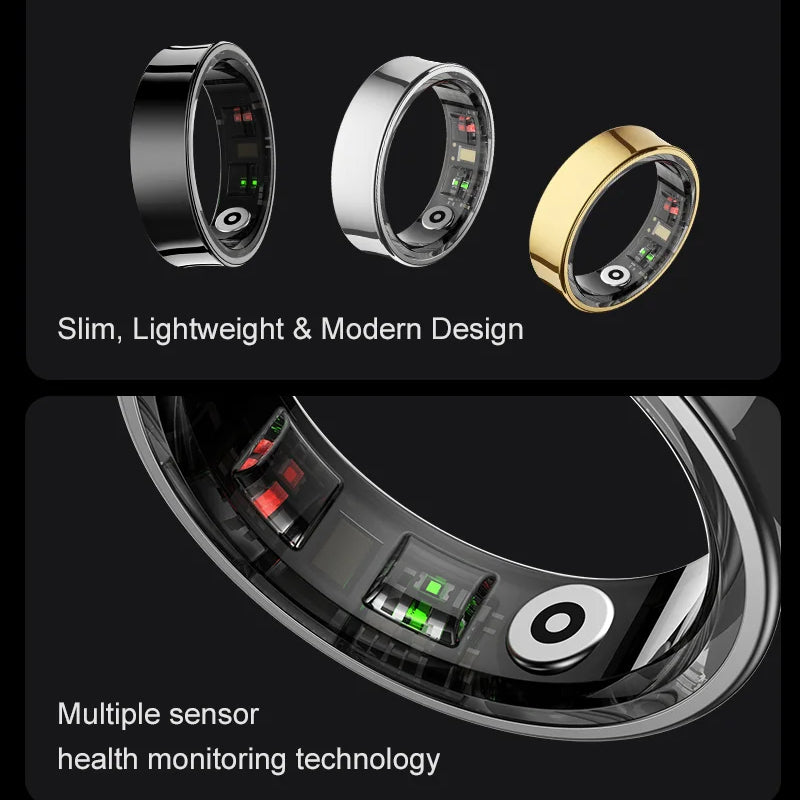 Health Monitoring Ring - Heart Rate, SpO₂, Skin Temperature, Sleep & Fitness Tracker - Waterproof