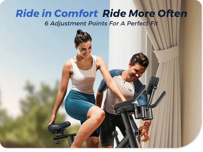 Indoor Cycling Bicycle with 15 lb Flywheel | Bluetooth Sync, Quiet Drive, LED Display & 300 lb Weight Limit