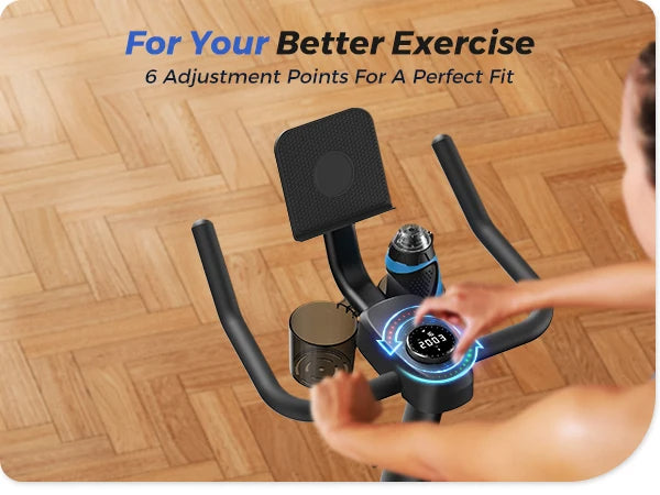 Indoor Cycling Bicycle with 15 lb Flywheel | Bluetooth Sync, Quiet Drive, LED Display & 300 lb Weight Limit