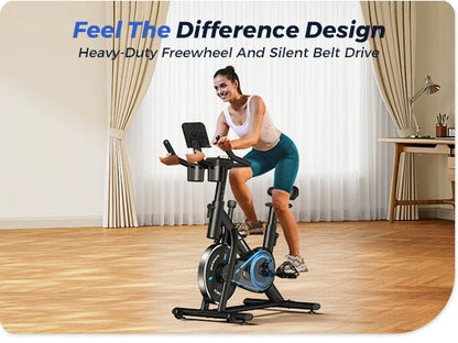 Indoor Cycling Bicycle with 15 lb Flywheel | Bluetooth Sync, Quiet Drive, LED Display & 300 lb Weight Limit