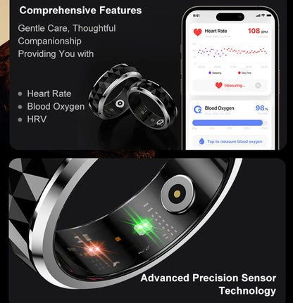 Fitness Tracking Ring with Rotating Spinner | Monitors Heart Rate, Sleep, Activity, 60-Day Battery Life, App Compatibility & Charging Case