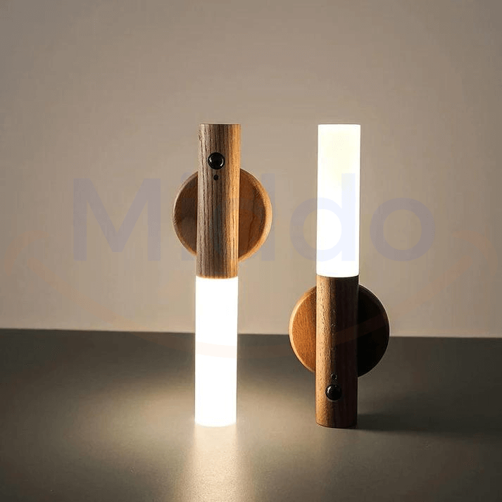 Wireless Wooden Wall Light with Sensor