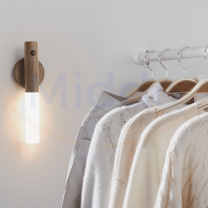 Wireless Wooden Wall Light with Sensor