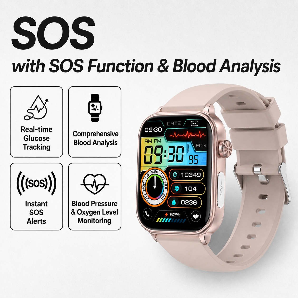 Advanced Health Monitoring Smartwatch with Emergency Alert