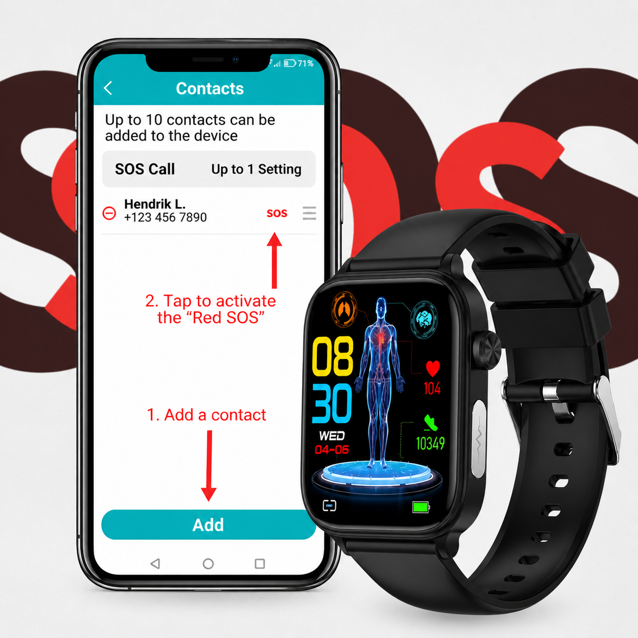 Advanced Health Monitoring Smartwatch with Emergency Alert
