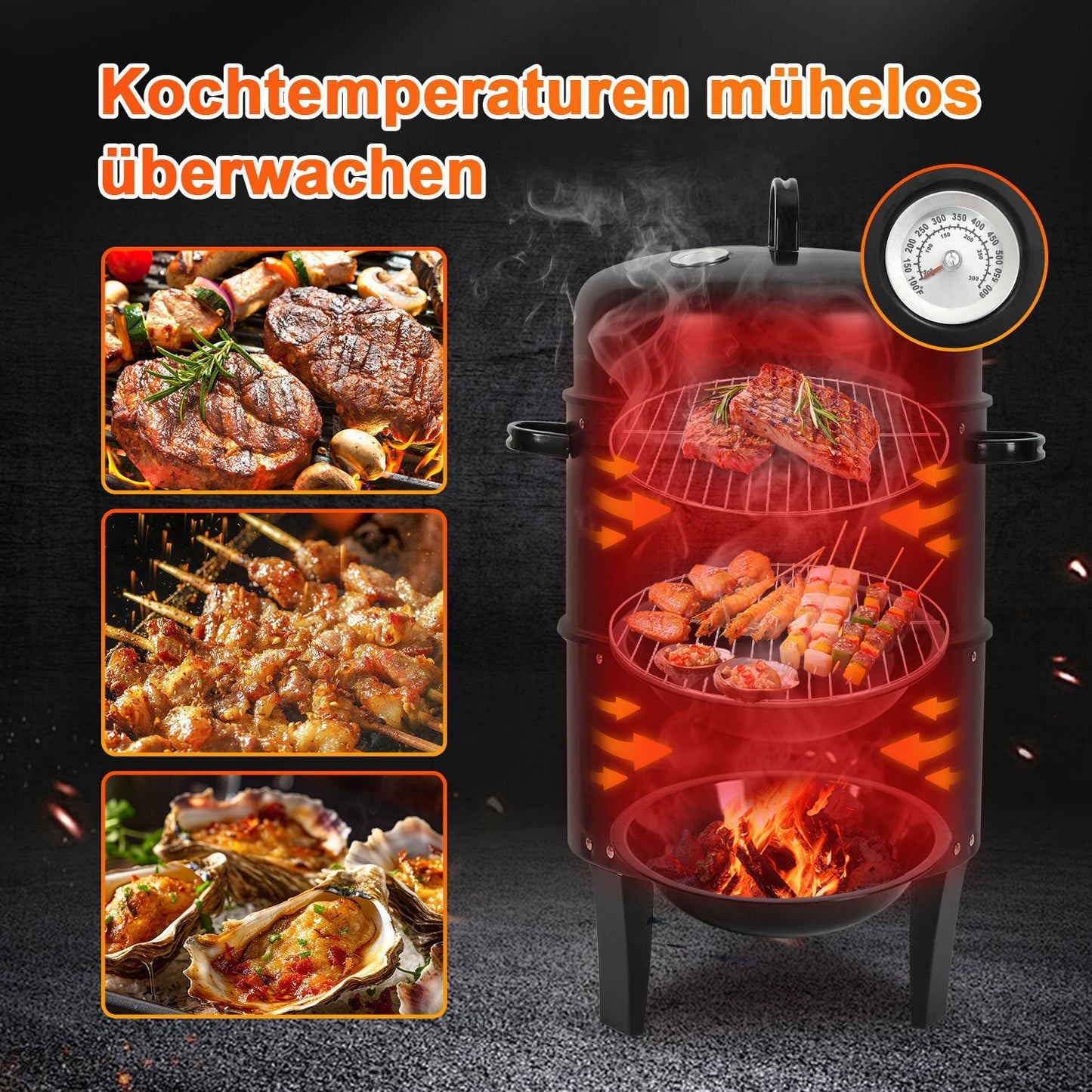 2-Tier 3-in-1 Smoking Oven for Smoker Use