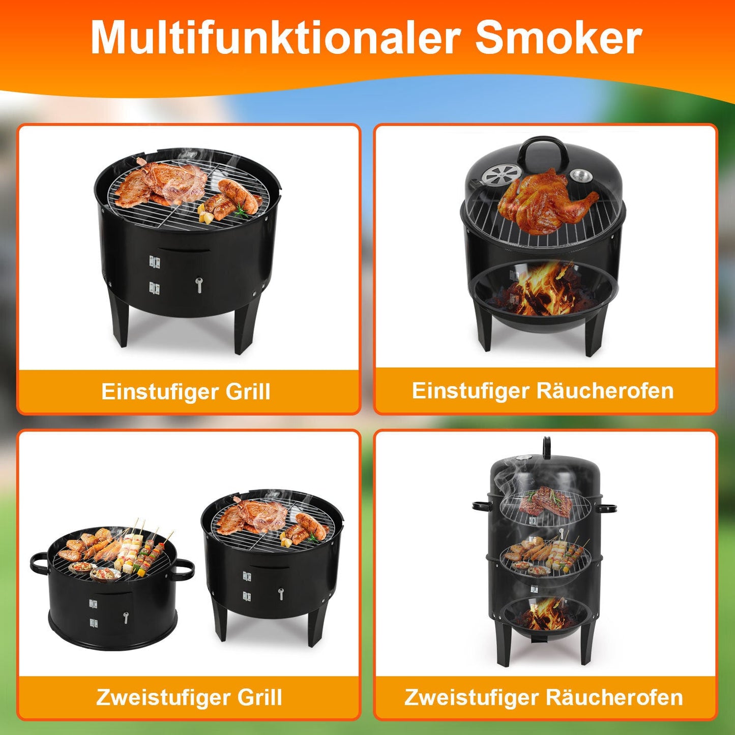 2-Tier 3-in-1 Smoking Oven for Smoker Use