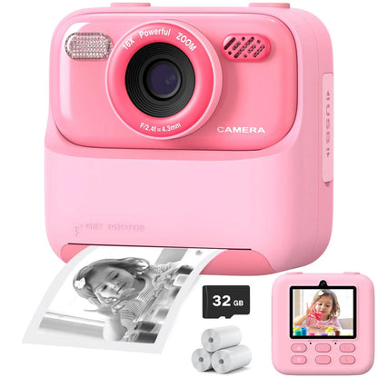 Children's Instant Camera with HD Selfie Feature and 32GB Storage