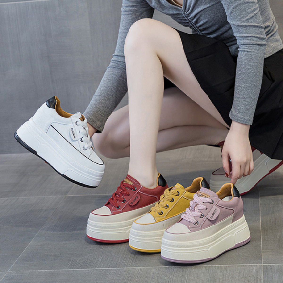 Elevator Shoes with 9 cm Platform Height for Contemporary Women