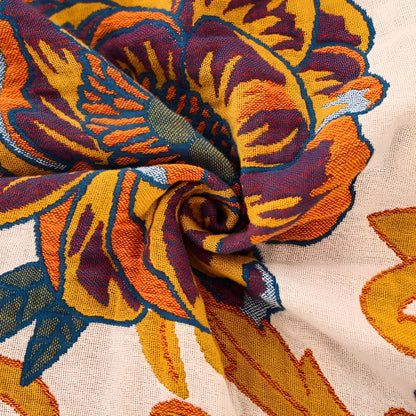 Charming Reversible Floral Cotton Throw Blanket