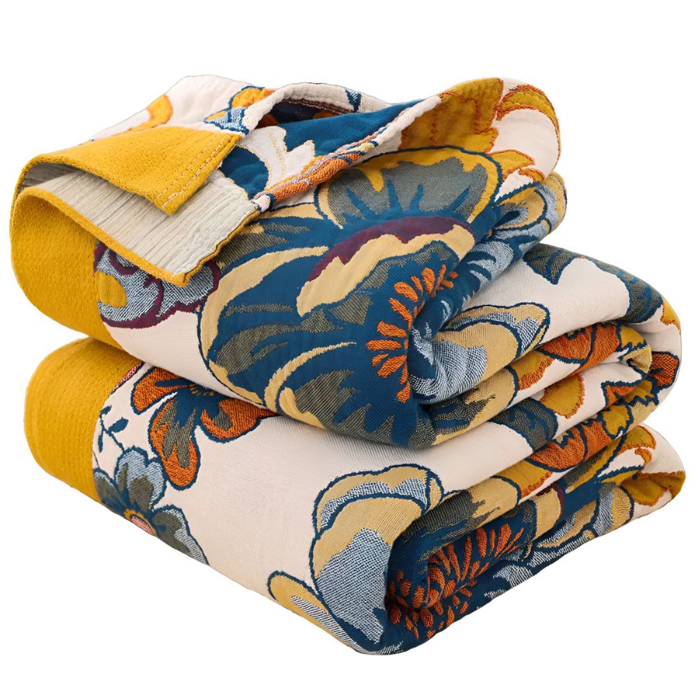 Charming Reversible Floral Cotton Throw Blanket
