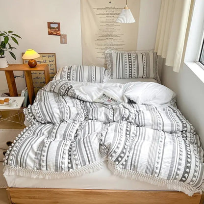 Chic Stripe and Fringe Quilt Collection | 3-Piece Set