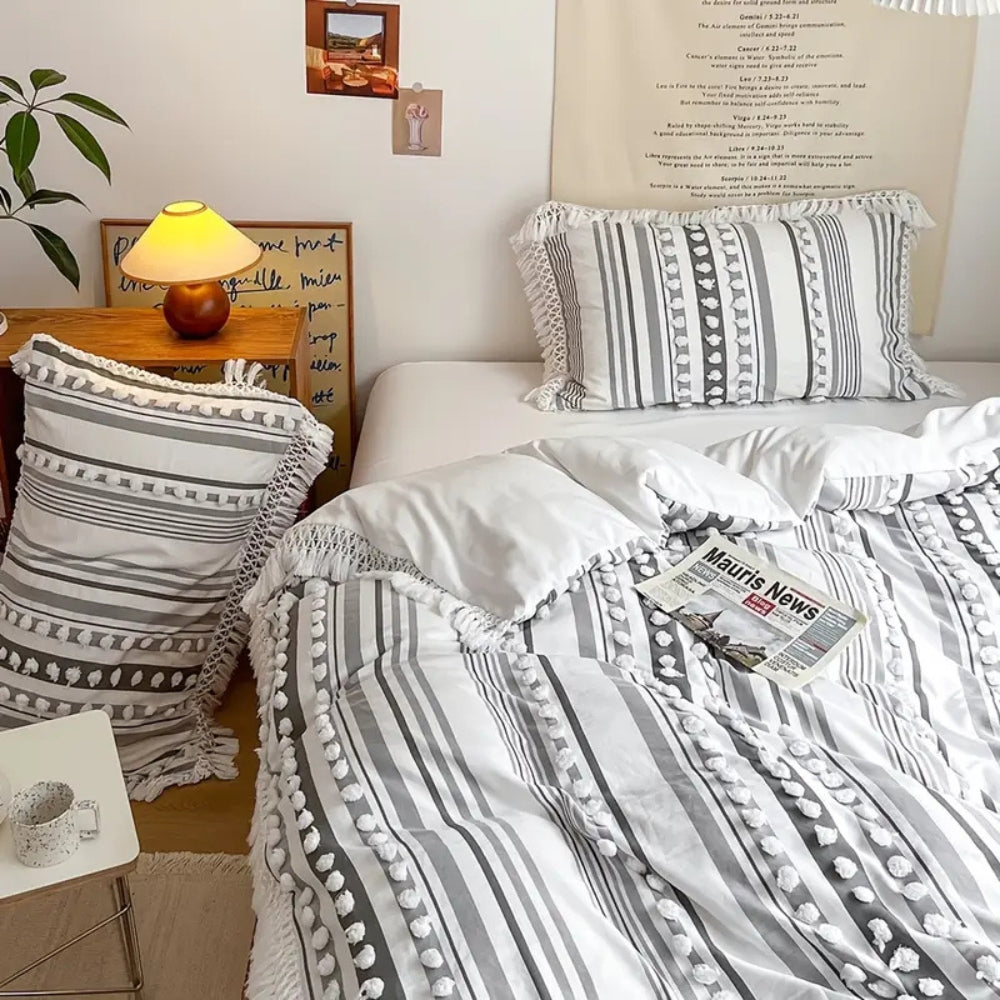 Chic Stripe and Fringe Quilt Collection | 3-Piece Set