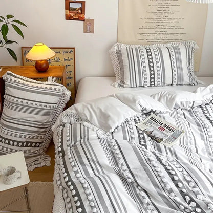 Chic Stripe and Fringe Quilt Collection | 3-Piece Set
