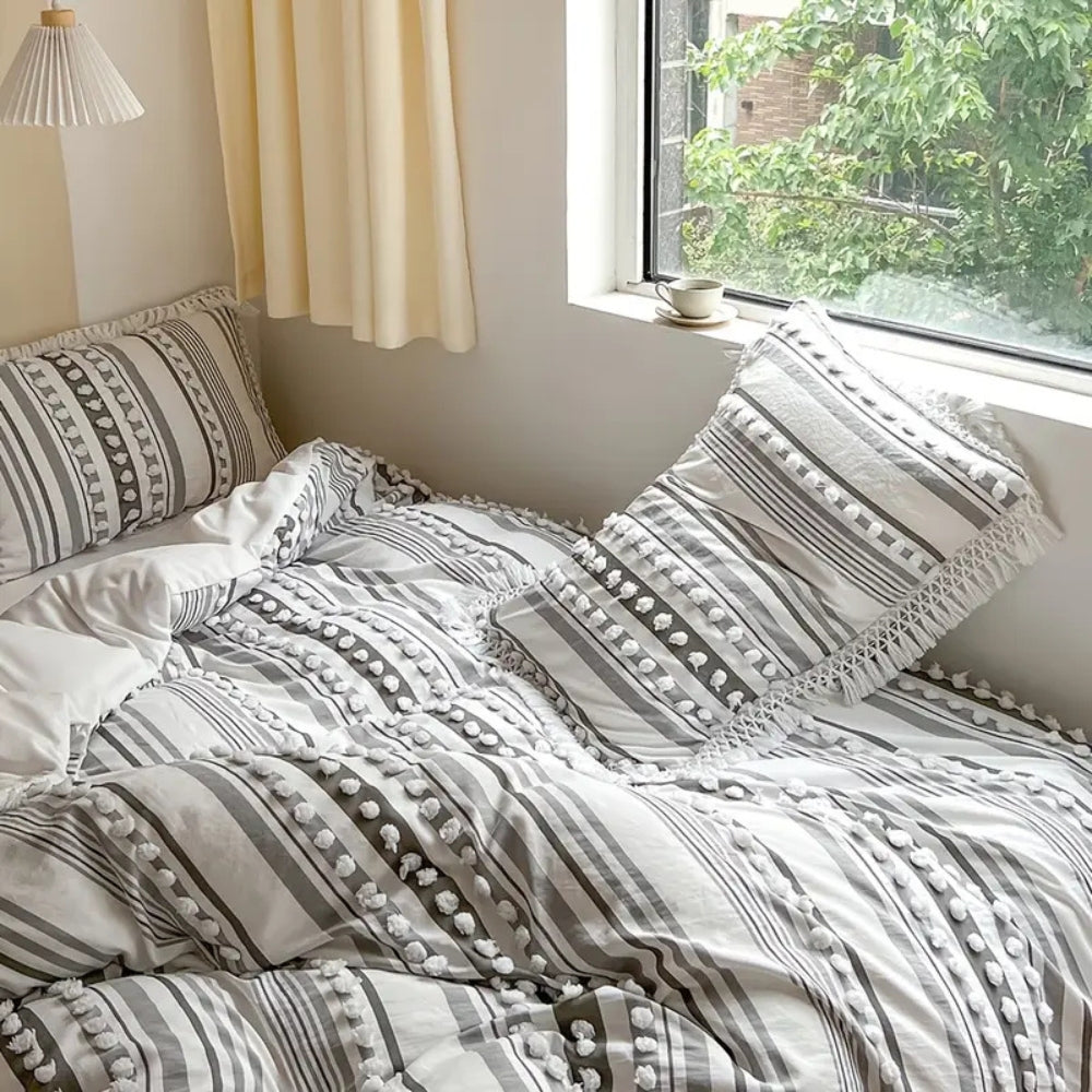 Chic Stripe and Fringe Quilt Collection | 3-Piece Set