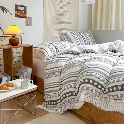 Chic Stripe and Fringe Quilt Collection | 3-Piece Set