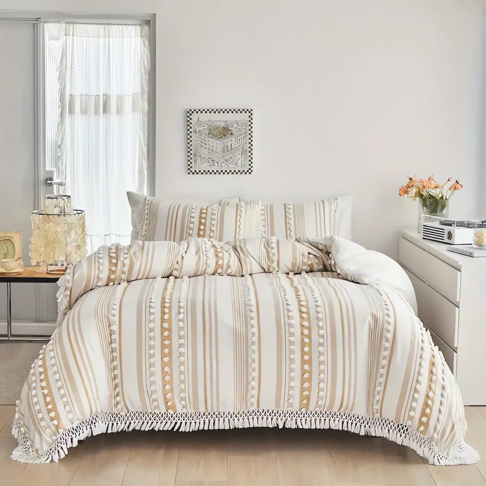 Chic Stripe and Fringe Quilt Collection | 3-Piece Set