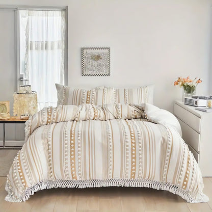 Chic Stripe and Fringe Quilt Collection | 3-Piece Set