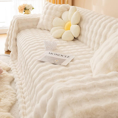 Cozy Luxe Faux Fur Sofa Protector Blanket