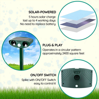 Ultrasonic Rabbit Repellent with Eco-Friendly LED Lighting