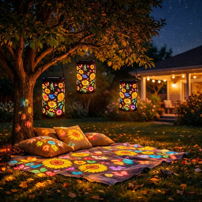 Illuminating Floral Solar Lantern for Enchanting Outdoor Spaces