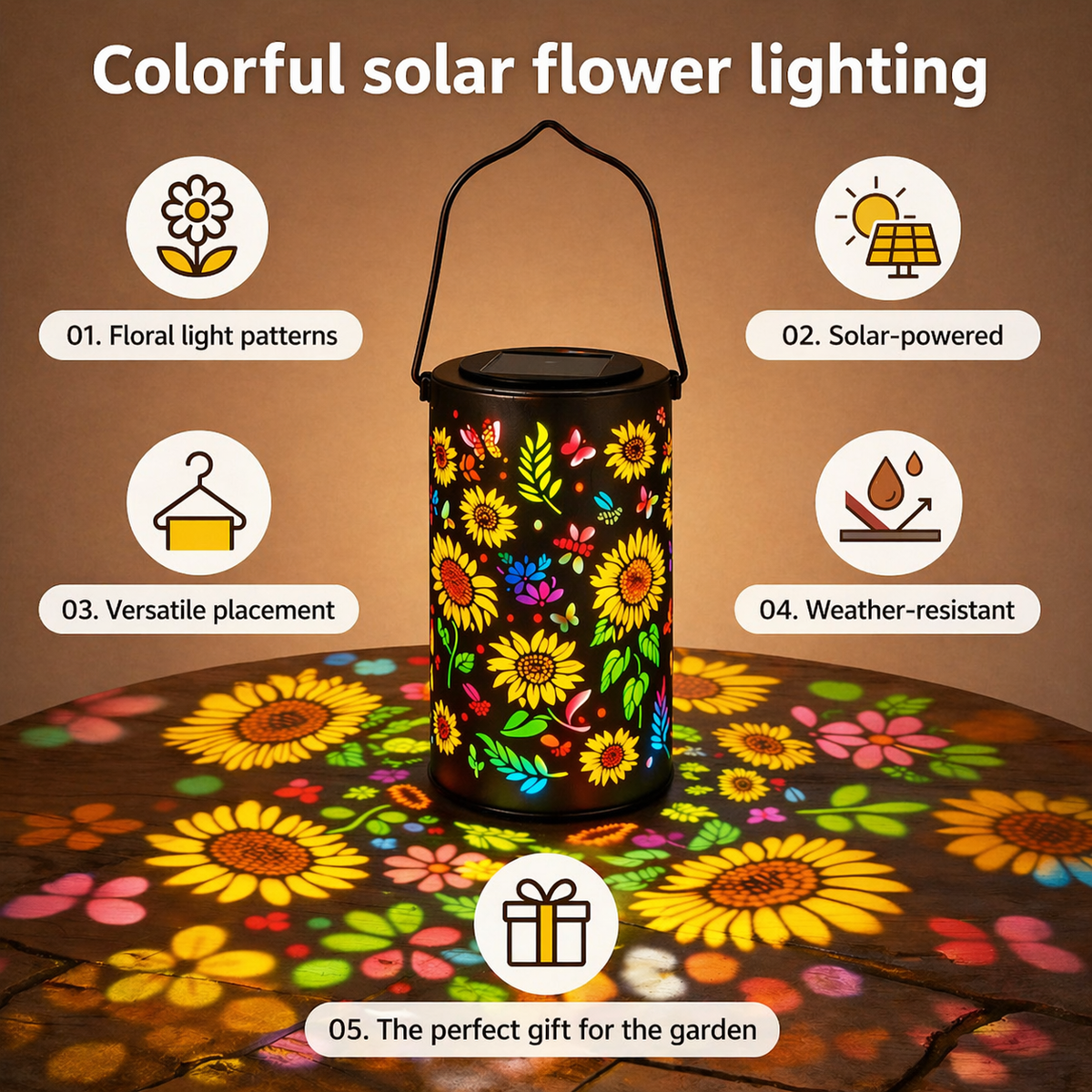 Illuminating Floral Solar Lantern for Enchanting Outdoor Spaces