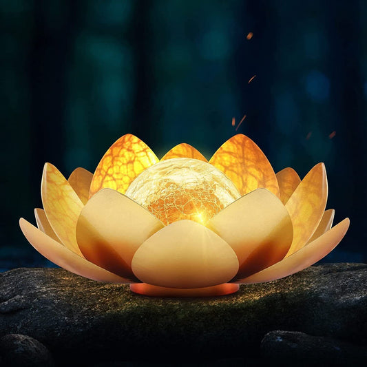Solar Lotus Light with Soft Amber Glow for Outdoor Garden and Patio