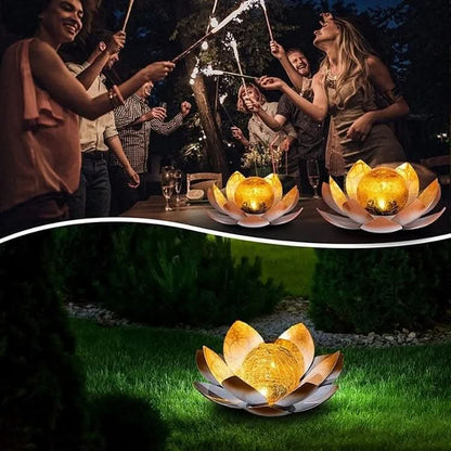 Solar Lotus Light with Soft Amber Glow for Outdoor Garden and Patio