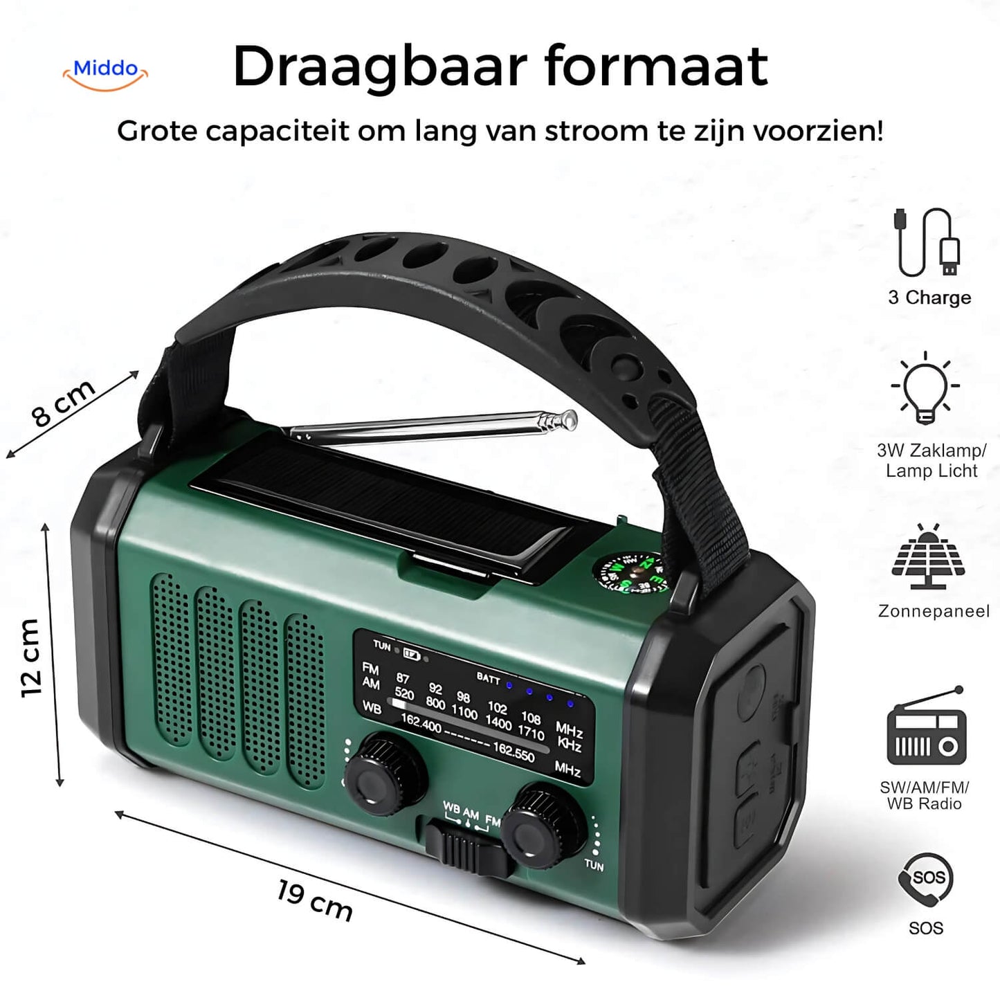 Multi-Function Solar Lamp | Flashlight, Reading Light, Compass & Solar Rechargeable for Adventures