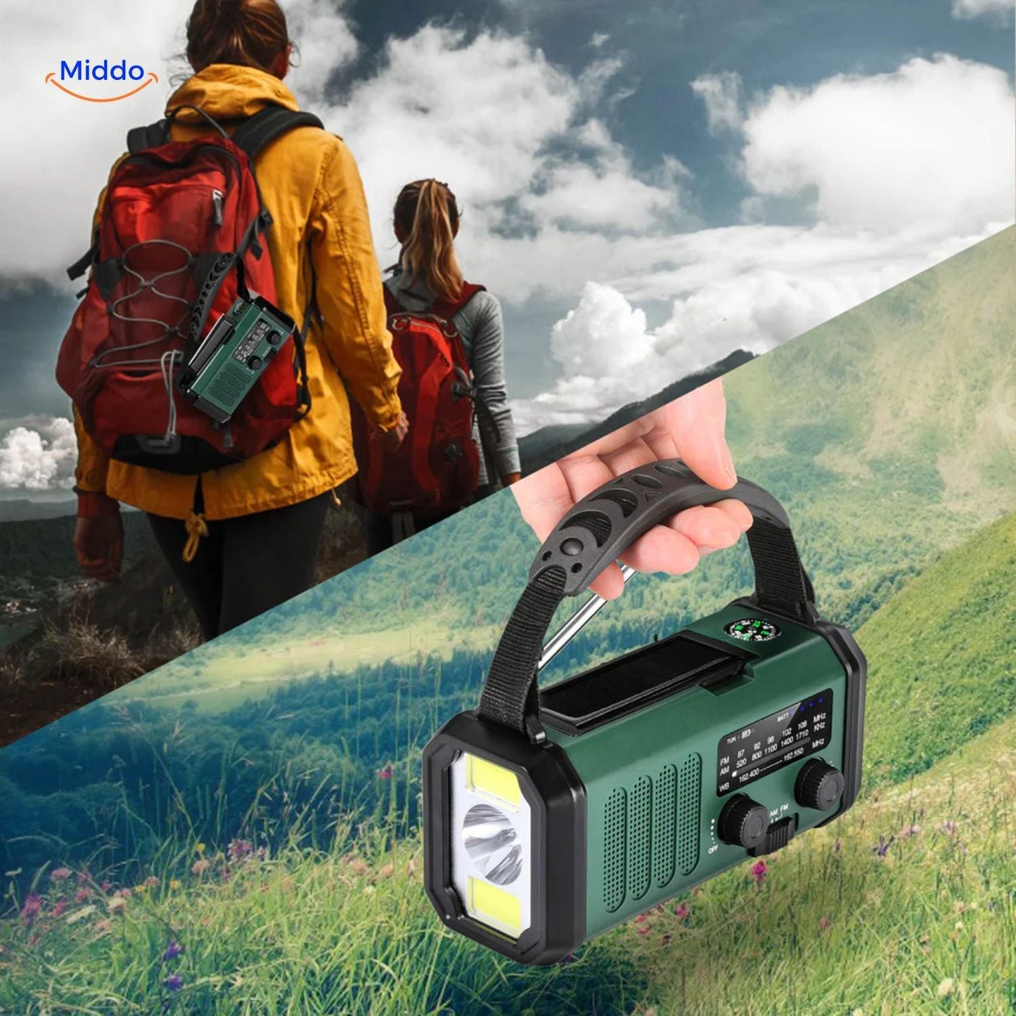 Multi-Function Solar Lamp | Flashlight, Reading Light, Compass & Solar Rechargeable for Adventures