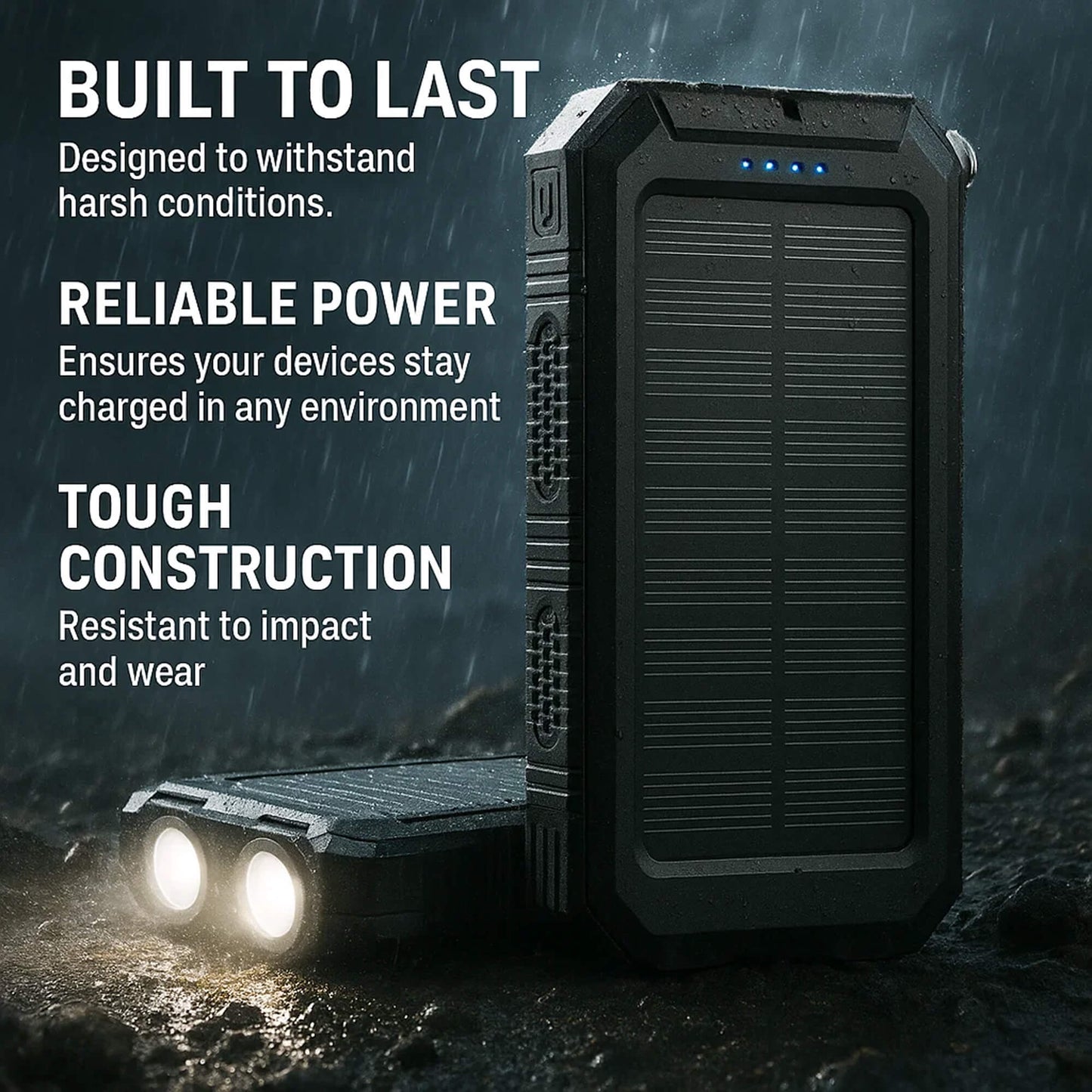 Compact Solar Power Bank for Outdoor Use – Dual USB Fast Charging