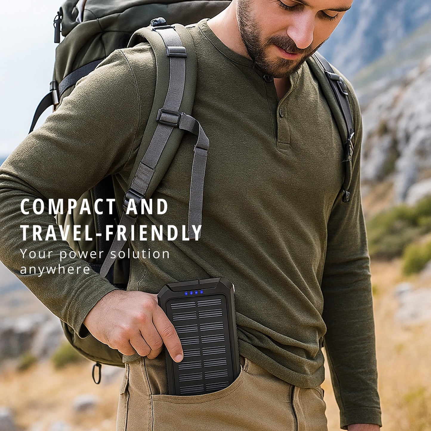 Compact Solar Power Bank for Outdoor Use – Dual USB Fast Charging