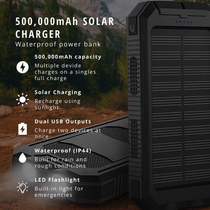Compact Solar Power Bank for Outdoor Use – Dual USB Fast Charging