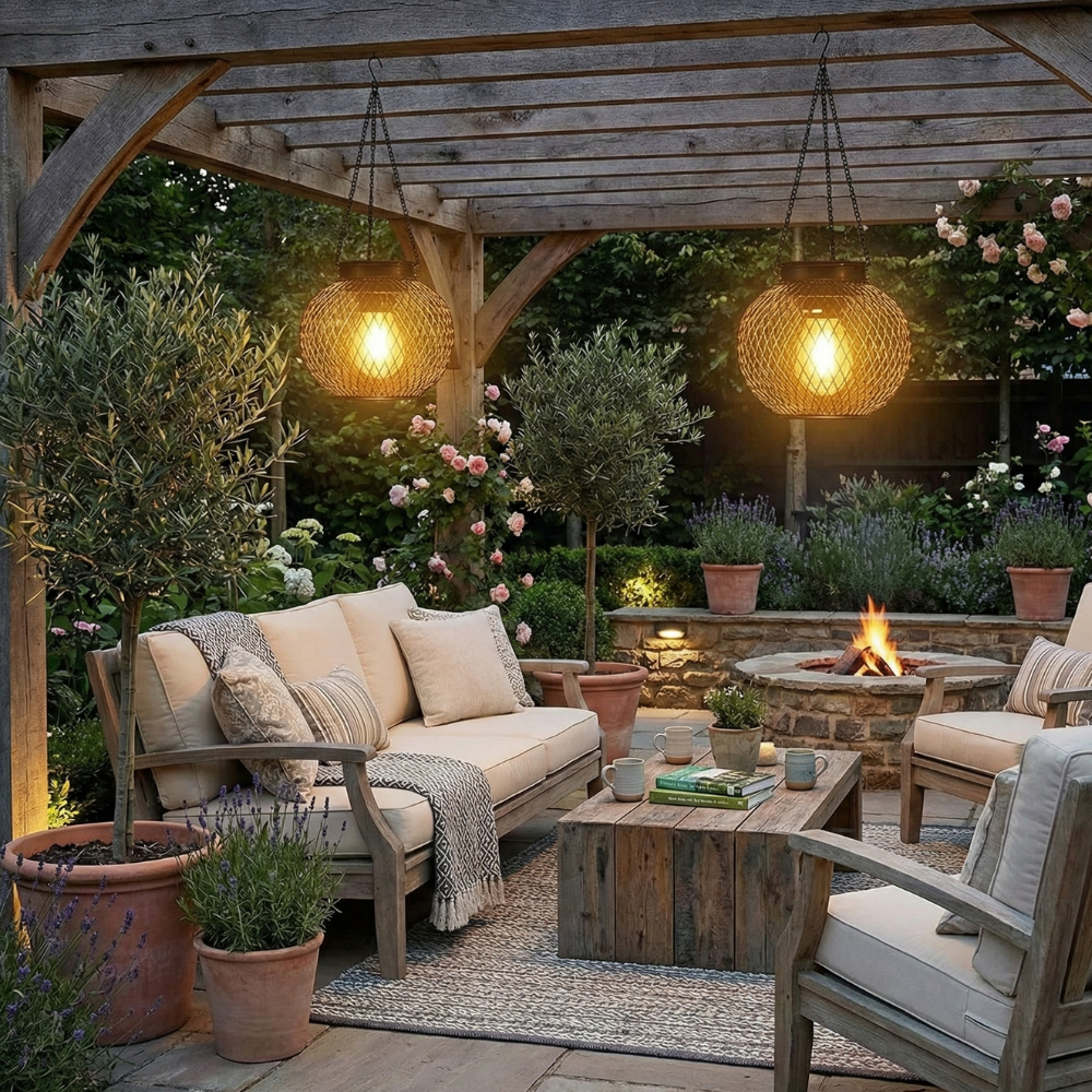 Elegant Patio and Garden Lamp – Solar Outdoor Lantern with Dusk Sensor